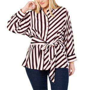 EUC Tommy Hilfiger Young American Striped Tie Front Button Down Top (TSE)